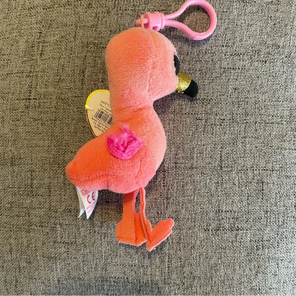 TY BEANIE BOO Pink Flamingo Key Chain - Picture 2 of 5